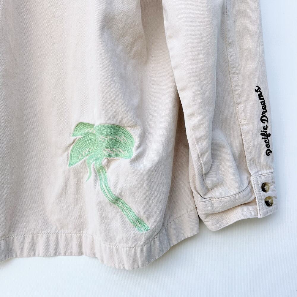 Rip Curl Women’s Embroidered Pacific Dreams Shacket Cream Button Down Large - Picture 9 of 11
